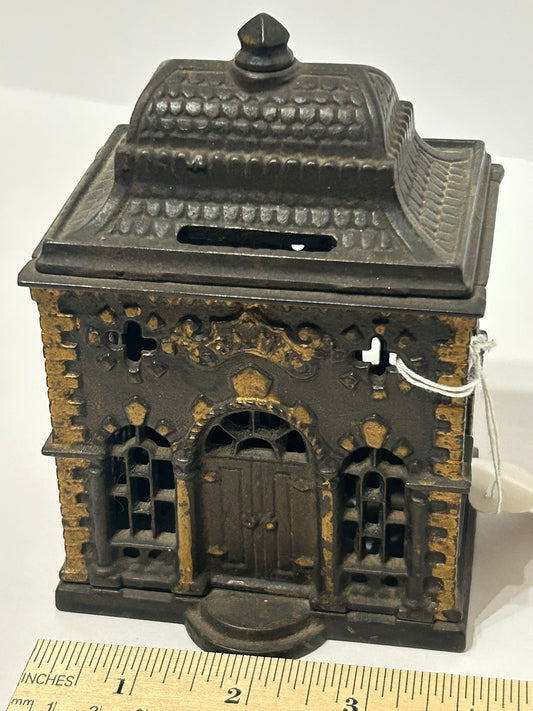 ANTIQUE CAST IRON "ROOF" SAVINGS BANK