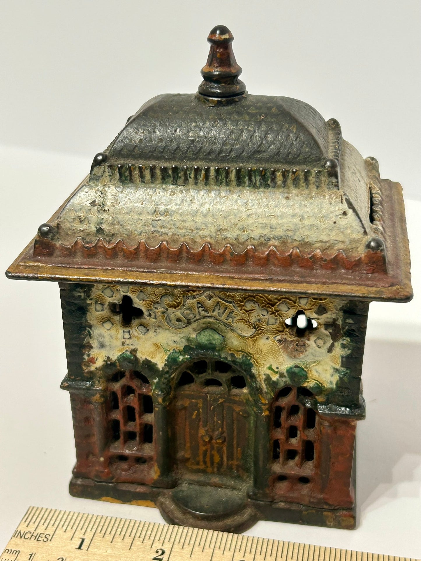 ANTIQUE CAST IRON BANK BUILDING BANK