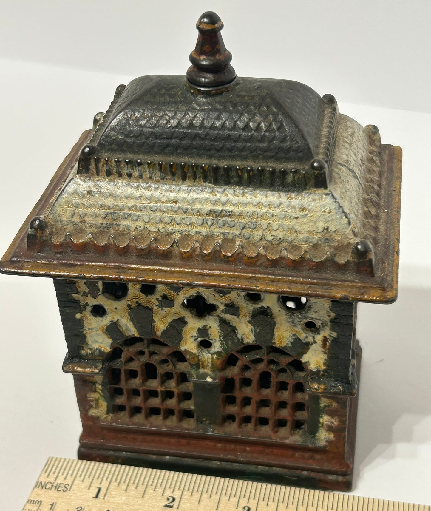 ANTIQUE CAST IRON BANK BUILDING BANK