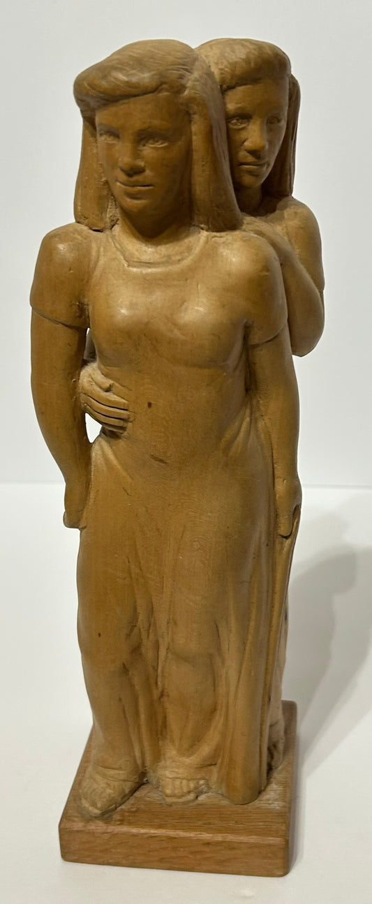 CARVING OF TWO WOMEN CIRCA 1930'S WPA  STYLE