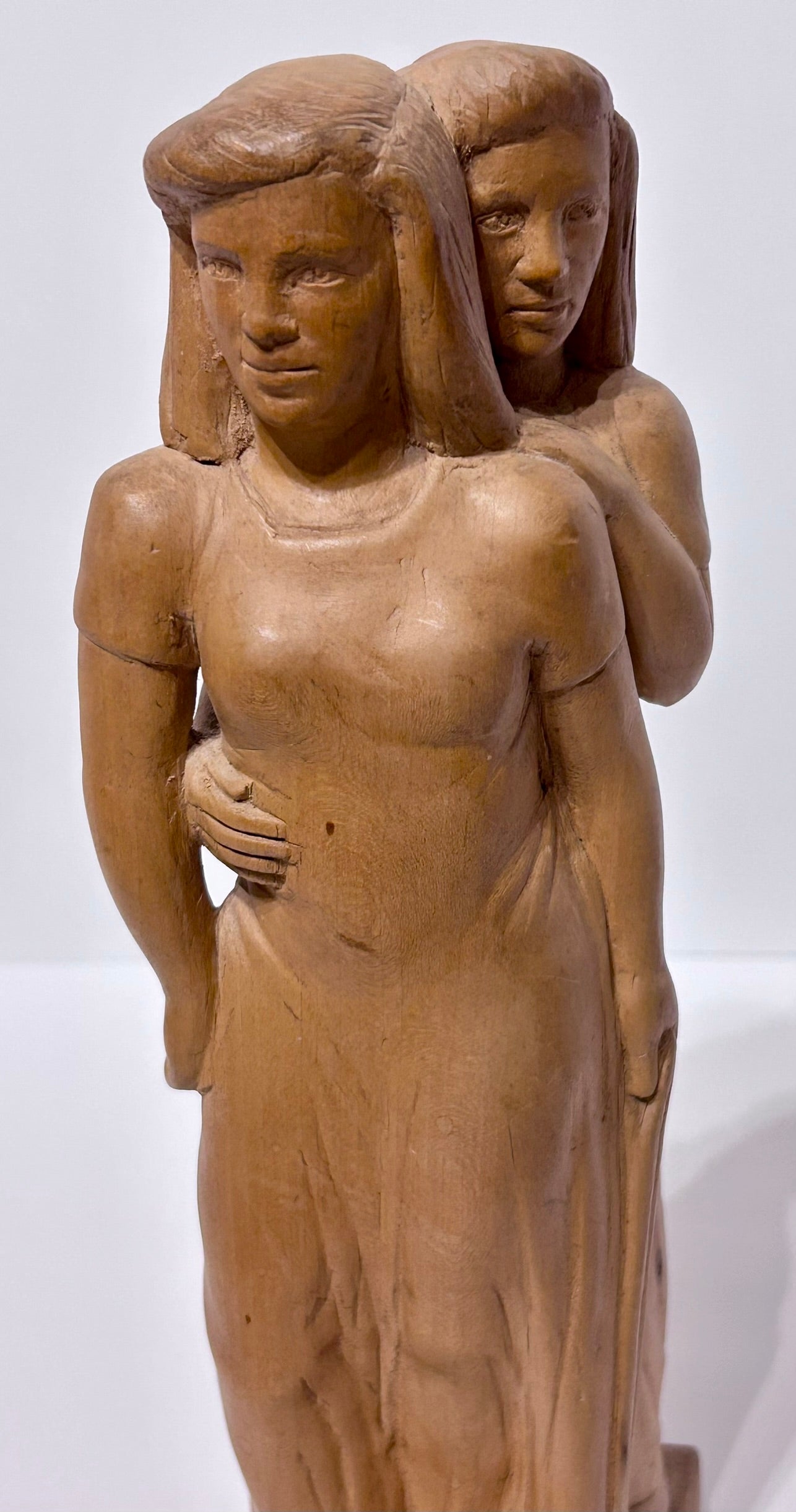 CARVING OF TWO WOMEN CIRCA 1930'S WPA STYLE
