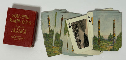 ANTIQUE PLAYING CARDS WITH SCENES OF ALASKA