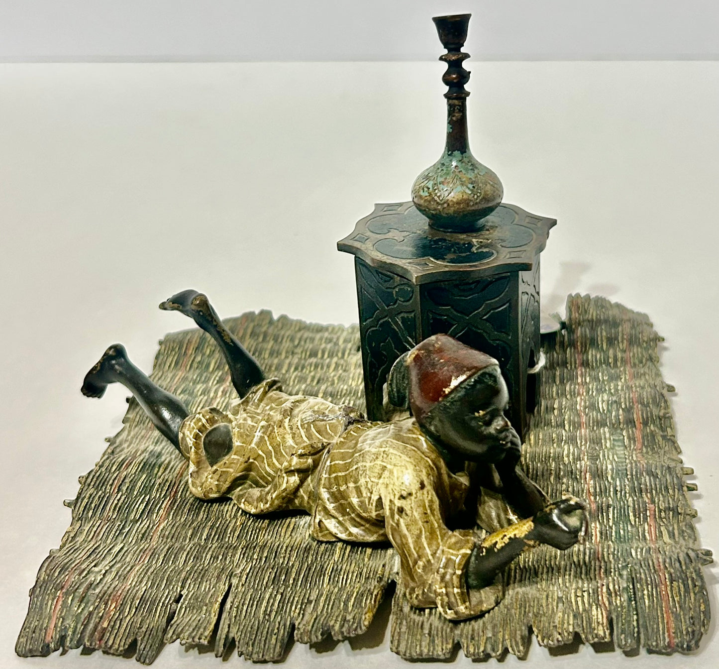 BERGMAN VIENNA BRONZE OF BOY ON RUG
