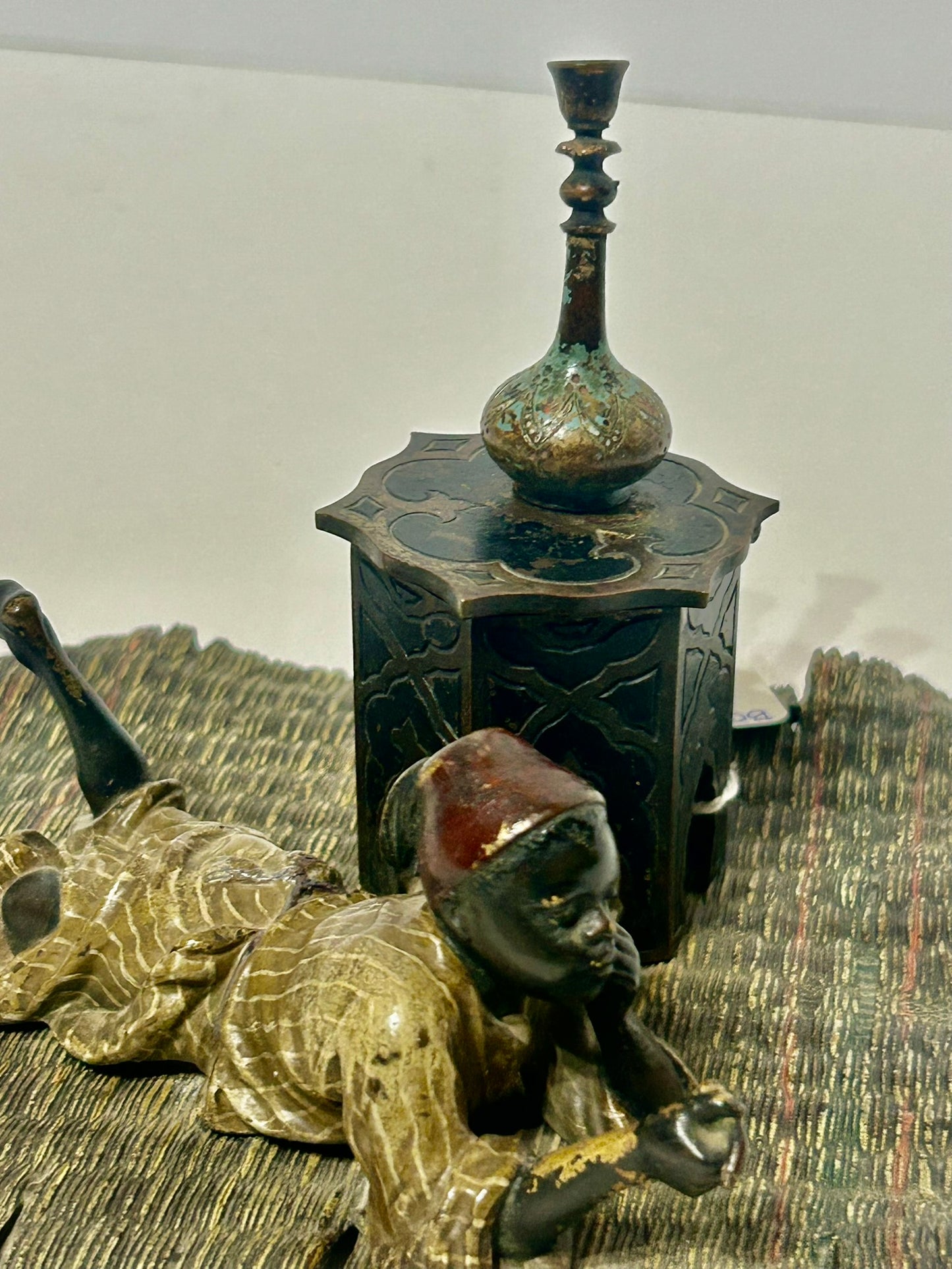 BERGMAN VIENNA BRONZE OF BOY ON RUG