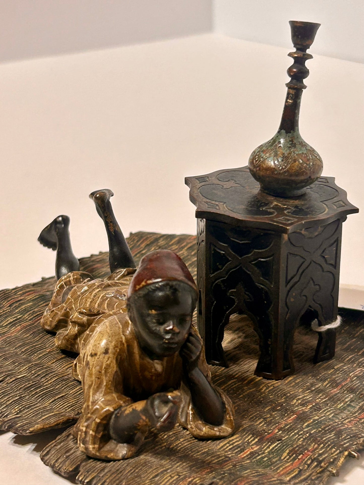 BERGMAN VIENNA BRONZE OF BOY ON RUG