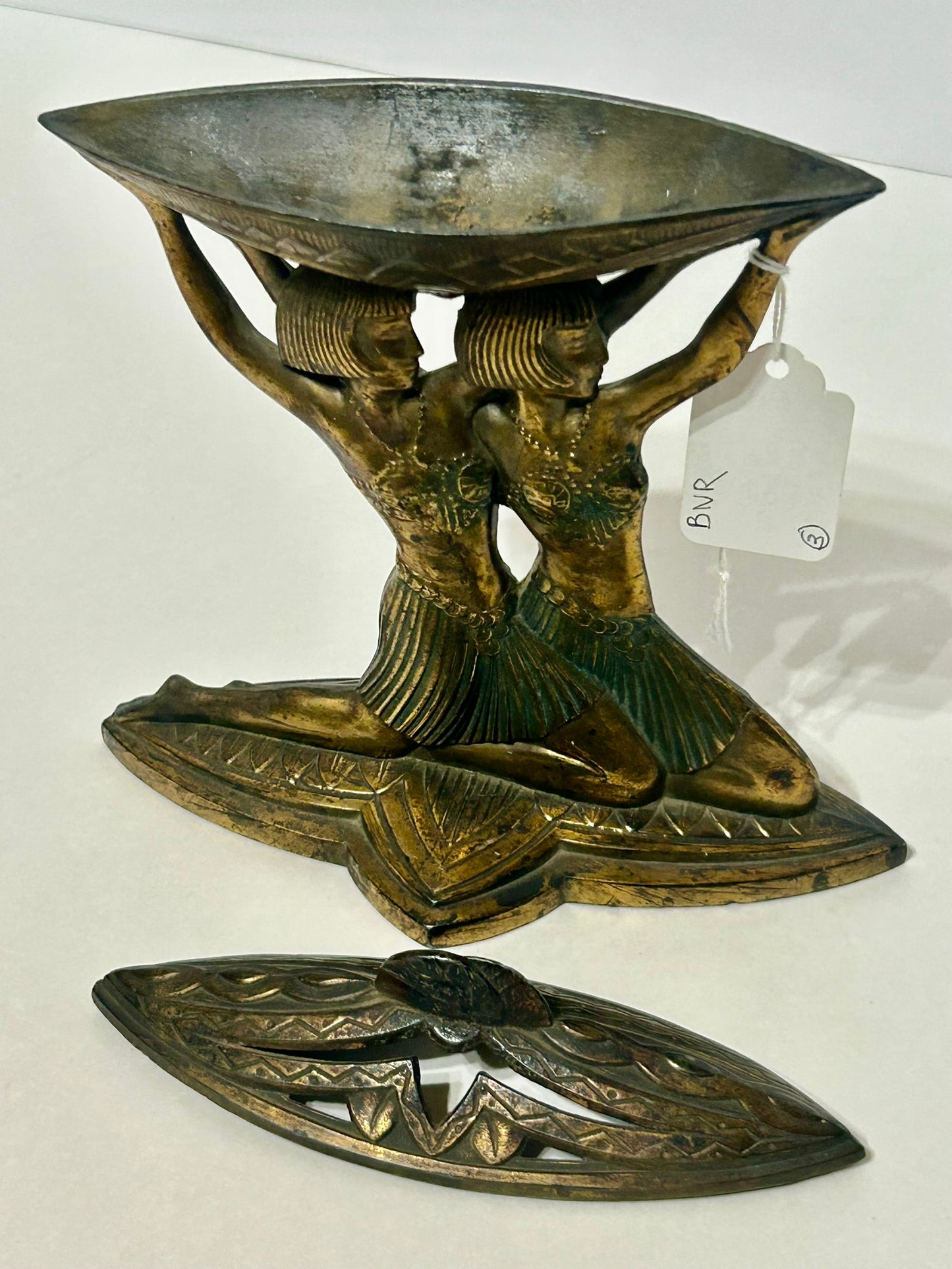 EGYPTIAN REVIVAL ART DECO TWIN LADIES INCENSE BURNER BY VANTINES FRANCE