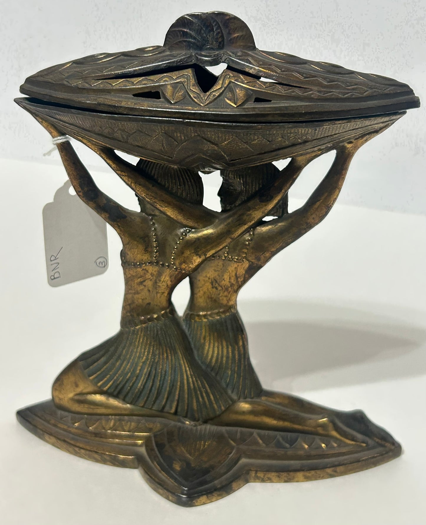 EGYPTIAN REVIVAL ART DECO TWIN LADIES INCENSE BURNER BY VANTINES FRANCE