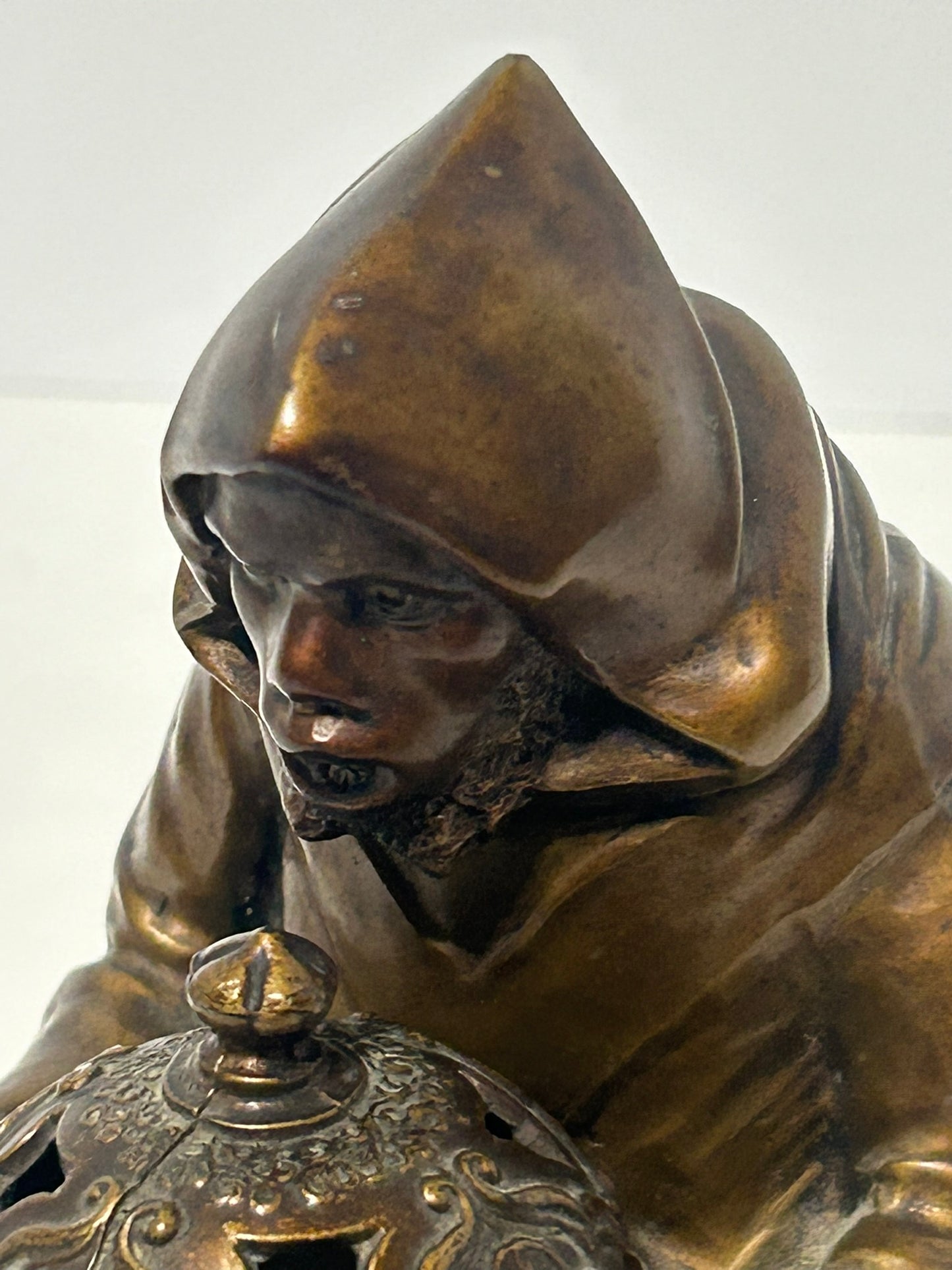 FIGURAL INCENSE BURNER OF ROBED MAN 1930'S