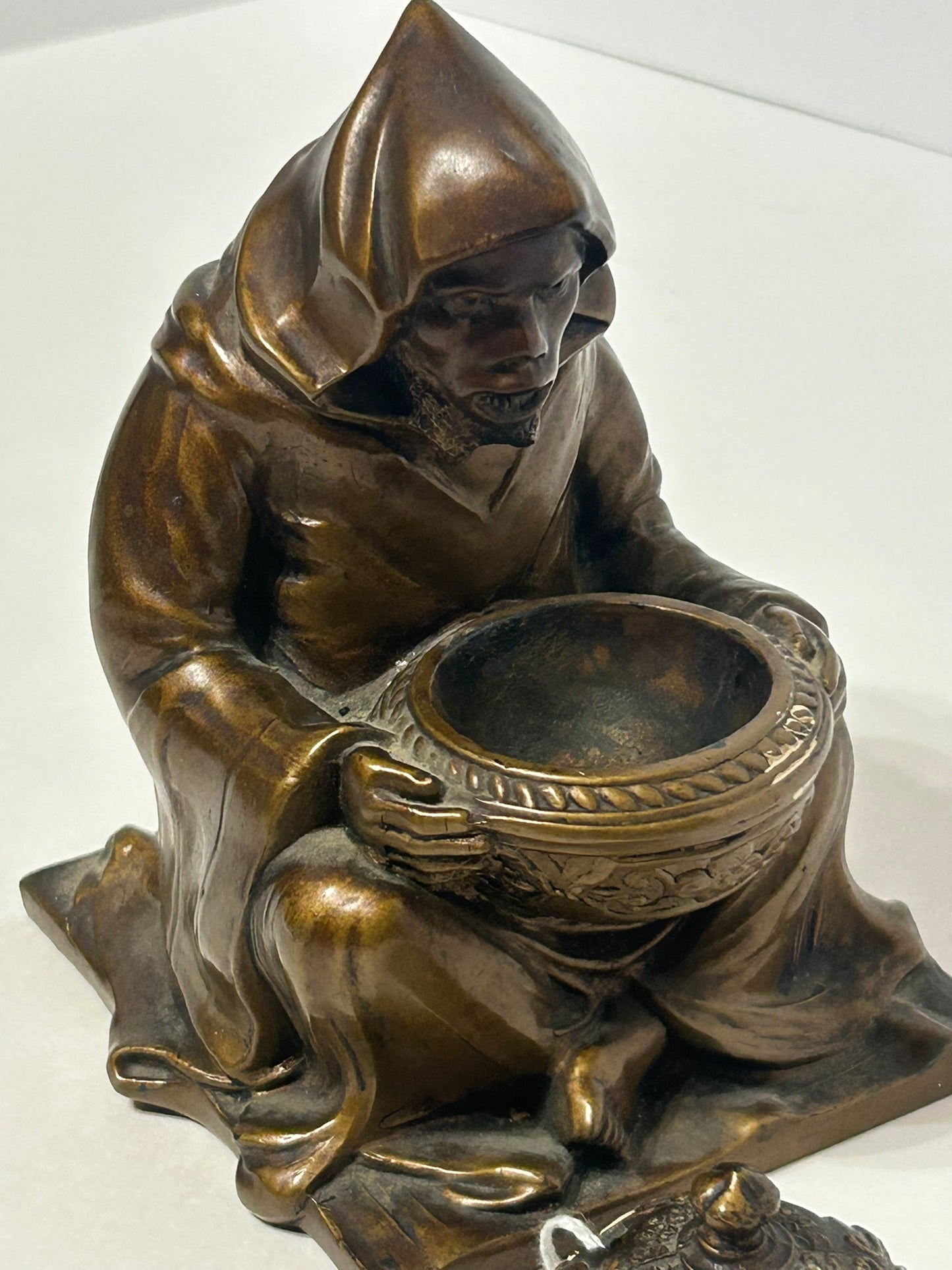 FIGURAL INCENSE BURNER OF ROBED MAN 1930'S
