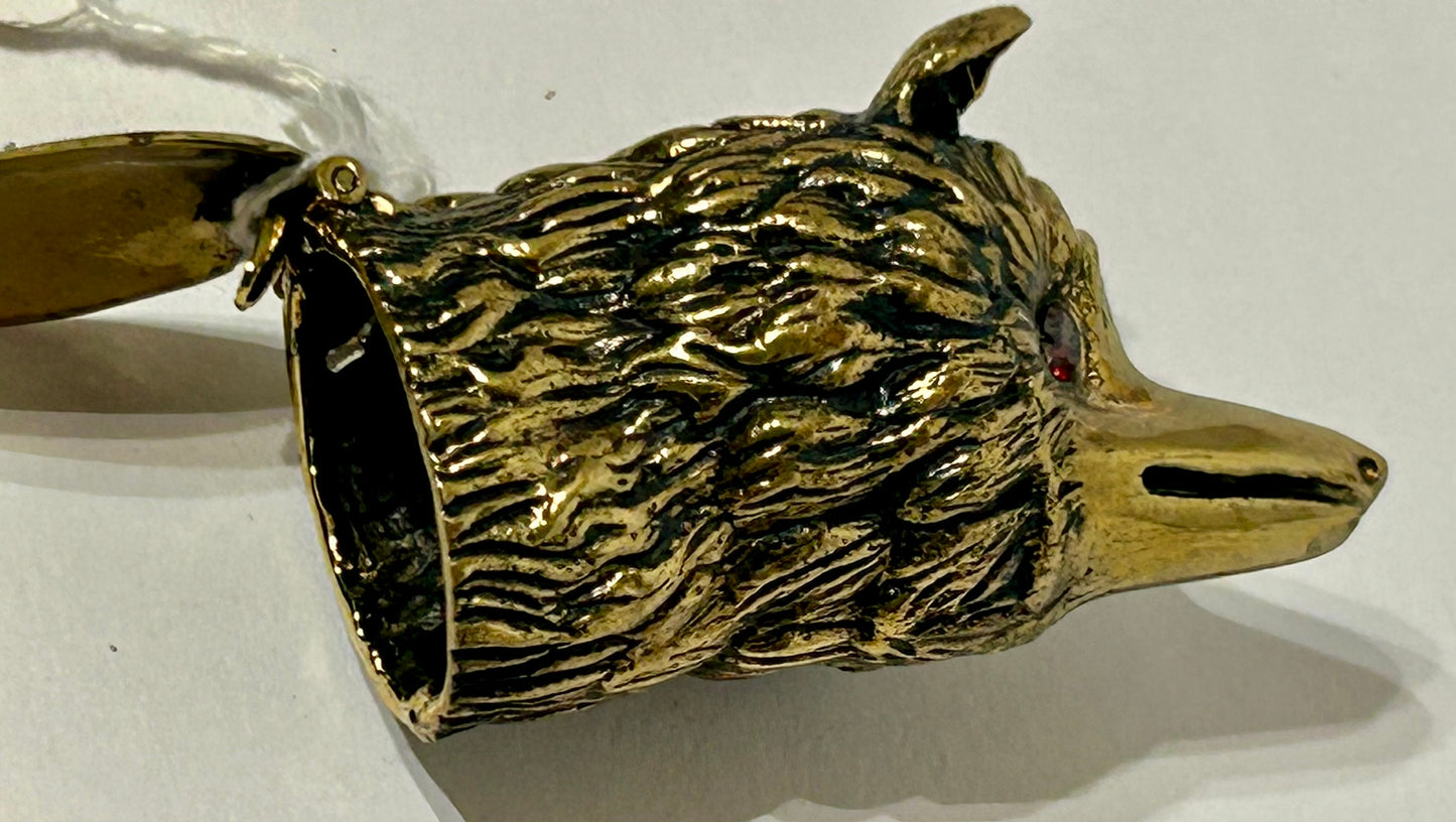 ANTIQUE MATCH SAFE WITH FIGURAL FOX