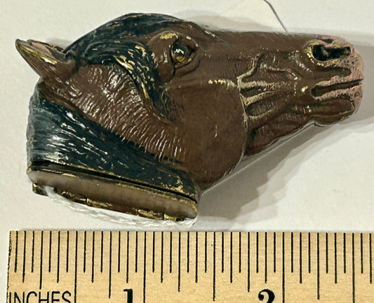 ANTIQUE MATCH SAFE WITH FIGURAL HORSE HEAD