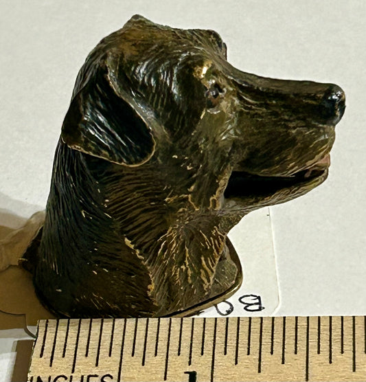 ANTIQUE FIGURAL DOG HEAD BRONZE MATCH SAFE