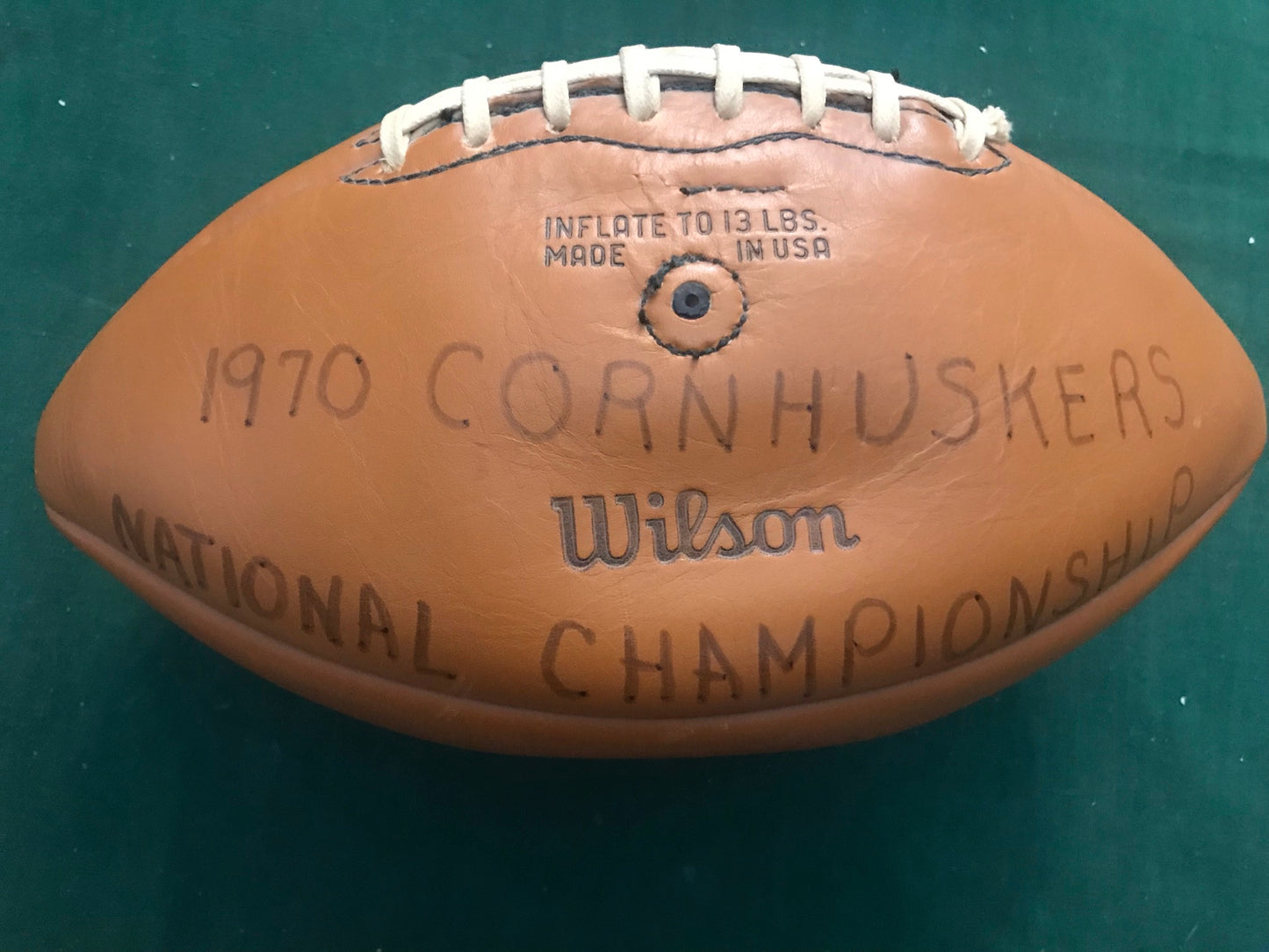 1970 NEBRASKA CORNHUSKERS CHAMPIONSHIP FOOTBALL TEAM SIGNED FOOTBALL