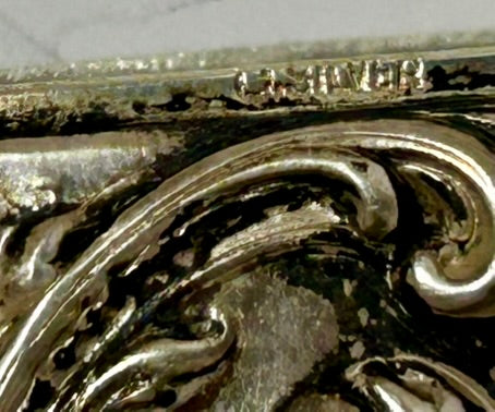 ANTIQUE MATCH SAFE SILVER WITH ART NOVEAU WOMAN