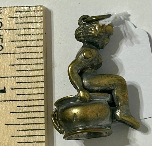 CIGAR NIPPER FIGURAL LADY SITTING ON CHAMBER POT RARE