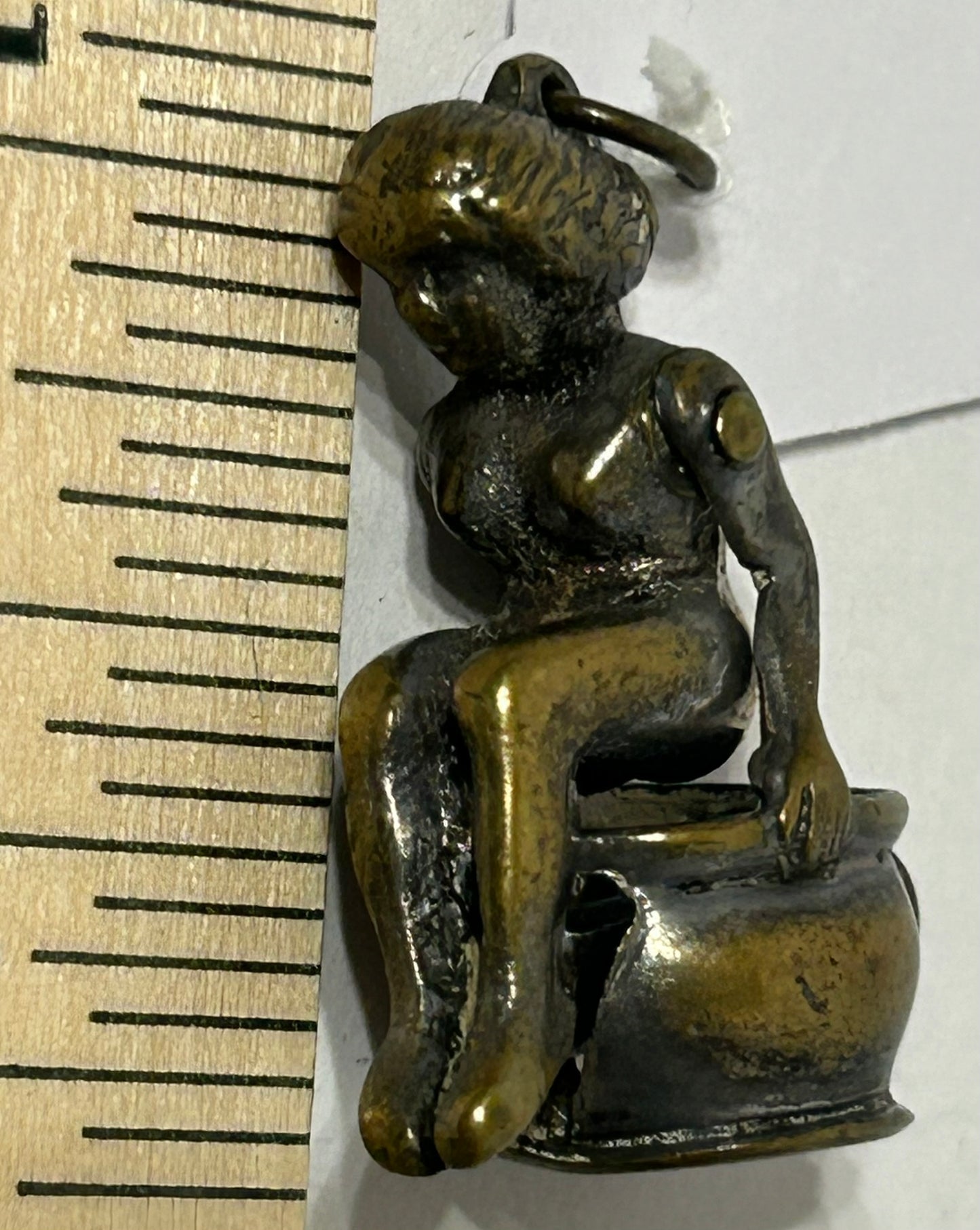 CIGAR NIPPER FIGURAL LADY SITTING ON CHAMBER POT RARE