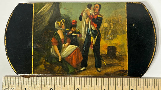 ANTIQUE FRENCH CIGAR SPECTACLE PAPER MACHE CASE HAND PAINTED