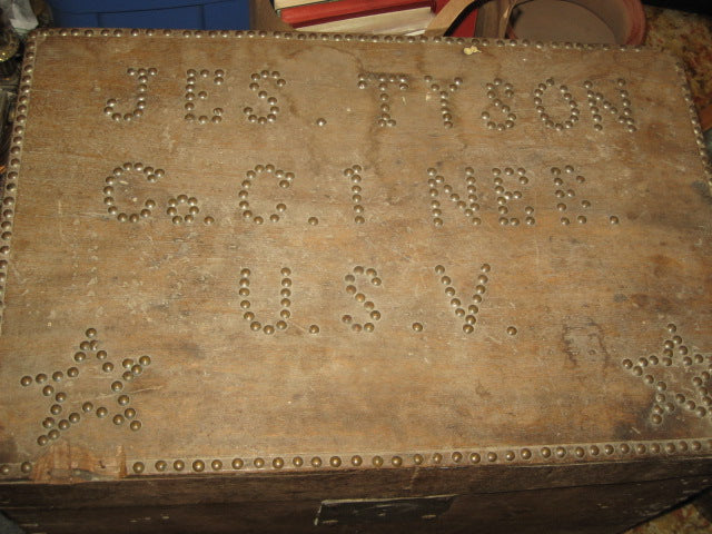 SPANISH AMERICAN WAR TACK DECORATED SOLDIER IDENTIFIED WOODEN CHEST