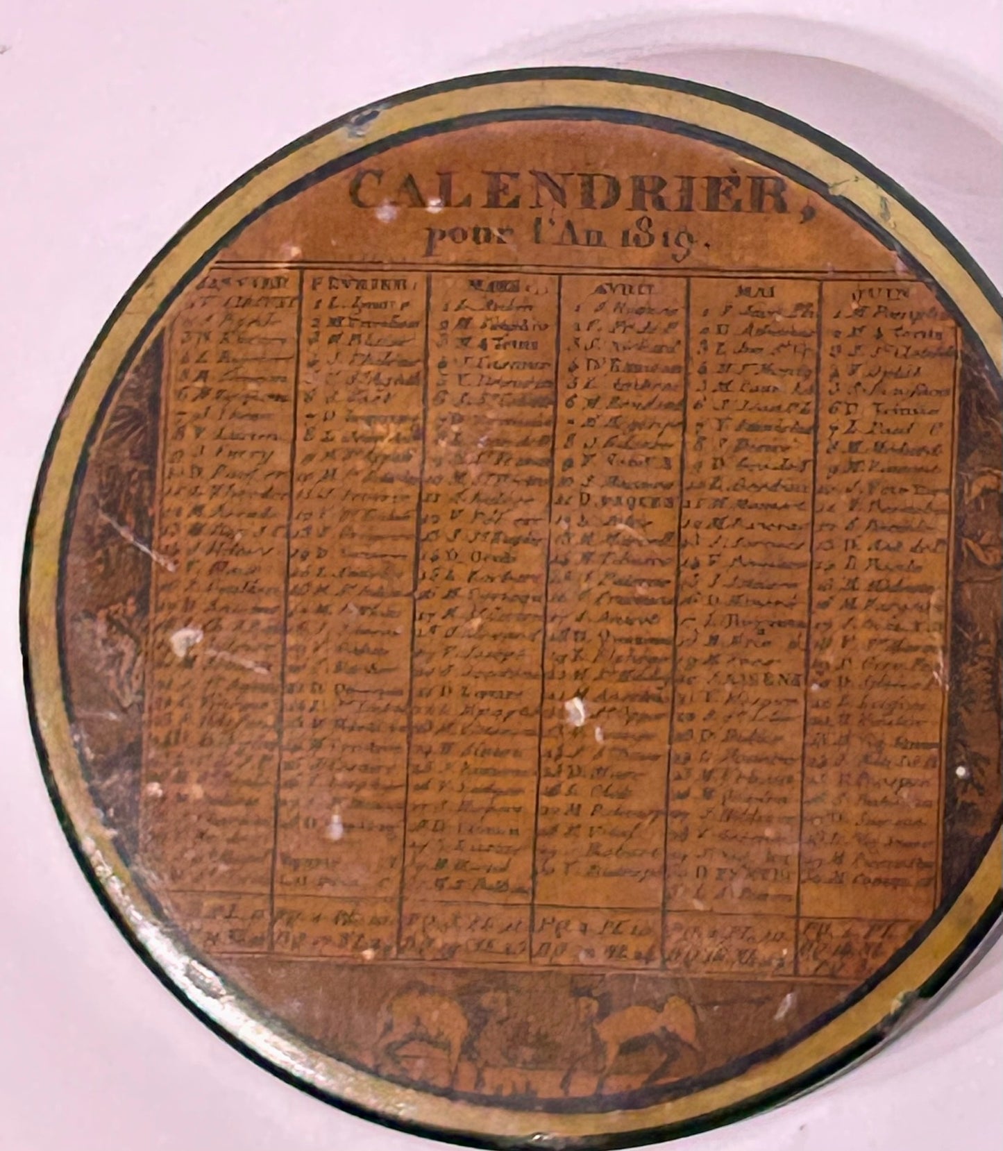 SNUFF BOX OF FRENCH PAPER MACHE DATED 1819