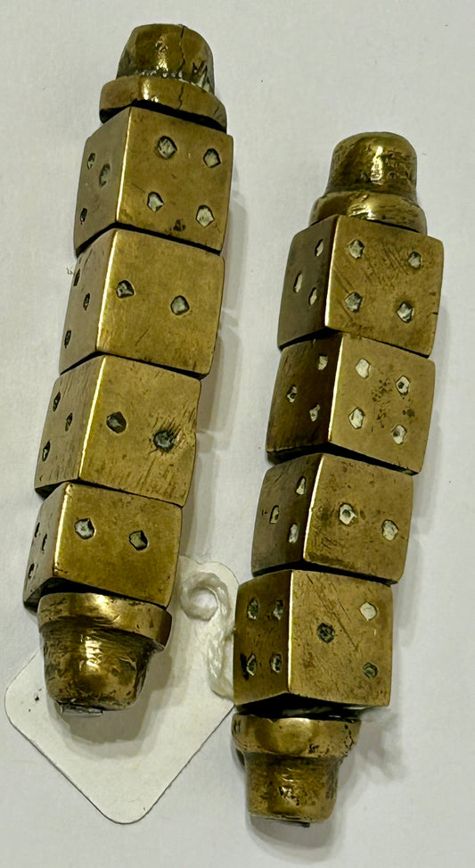 ANTIQUE GAMBLING BRASS DICE STRIPS PAIR