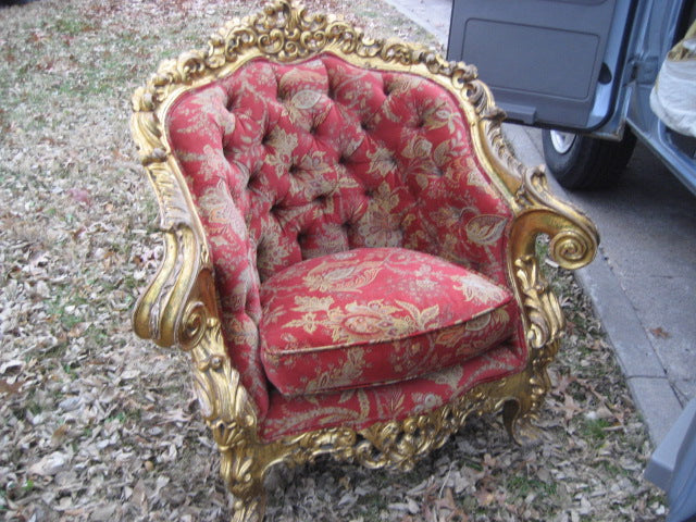 ANTIQUE KARPEN BROTHERS GILT SOFA AND CHAIRS
