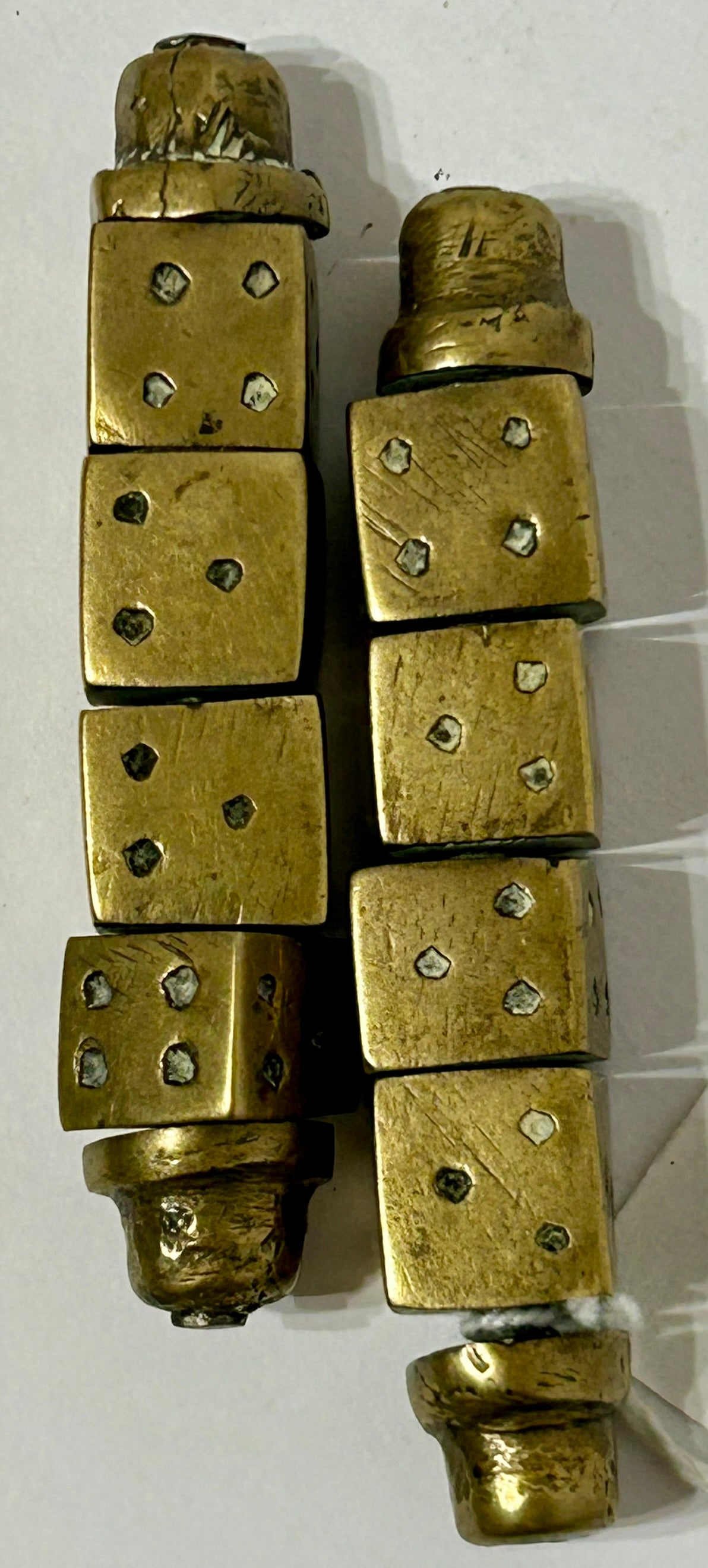 ANTIQUE GAMBLING BRASS DICE STRIPS PAIR