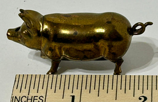 ANTIQUE PIG FIGURAL MATCH SAFE