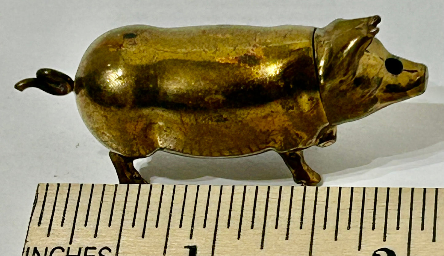 ANTIQUE PIG FIGURAL MATCH SAFE