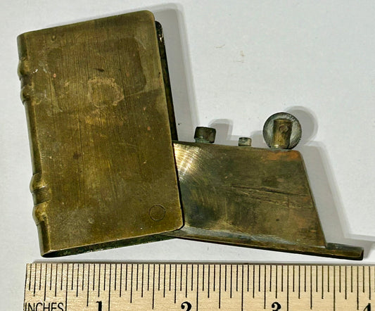 ANTIQUE BOOK SHAPE BRASS FOLDING POCKET LIGHTER