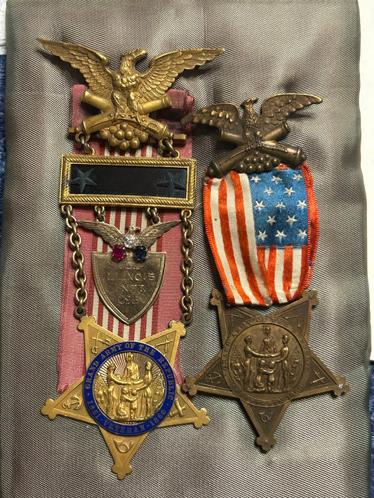 CIVIL WAR VETERANS RARE GOLD MEDAL WITH DIAMOND, RUBY, & SHAPPHIRE STONES