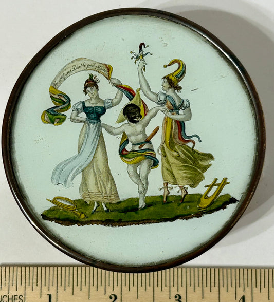 FRENCH ANTIQUE POWDER BOX WITH LADIES