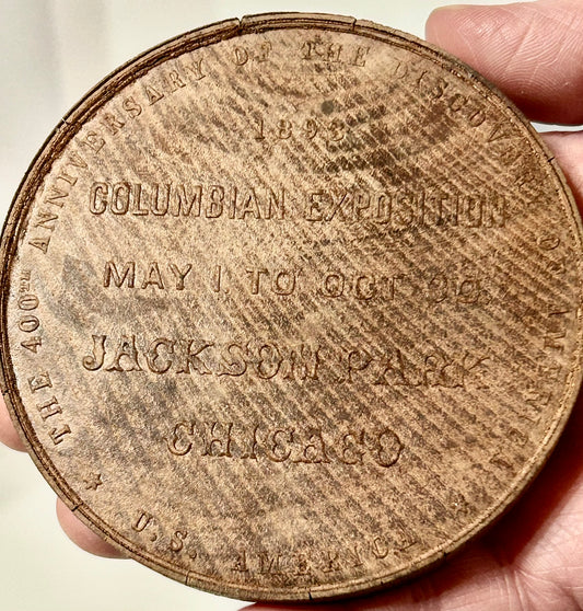 COLUMBIAN EXPO 1893 WOODEN DISC