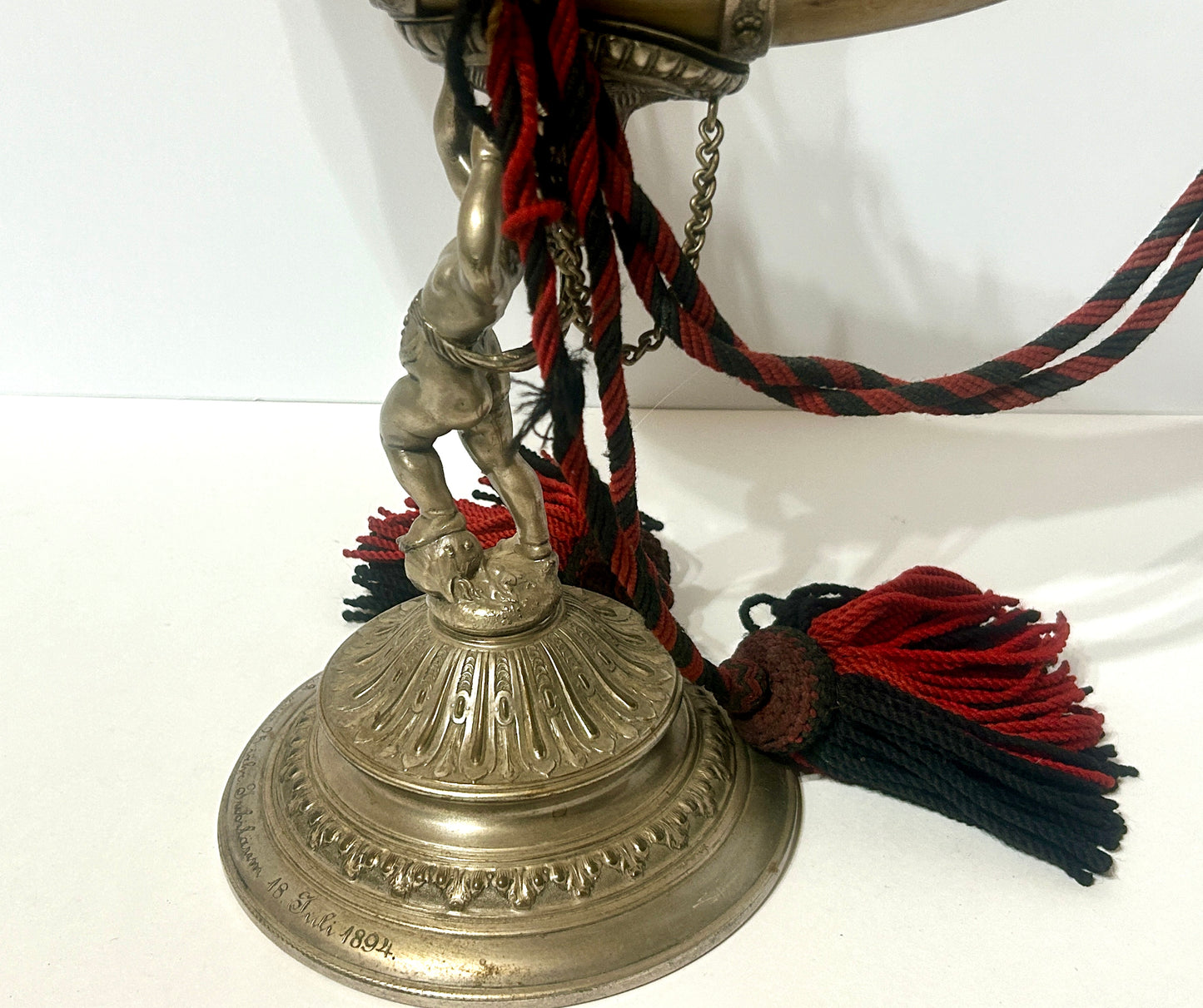 HORN FANCY MOUNTED COMMEMORATIVE PIECE DATED 1894