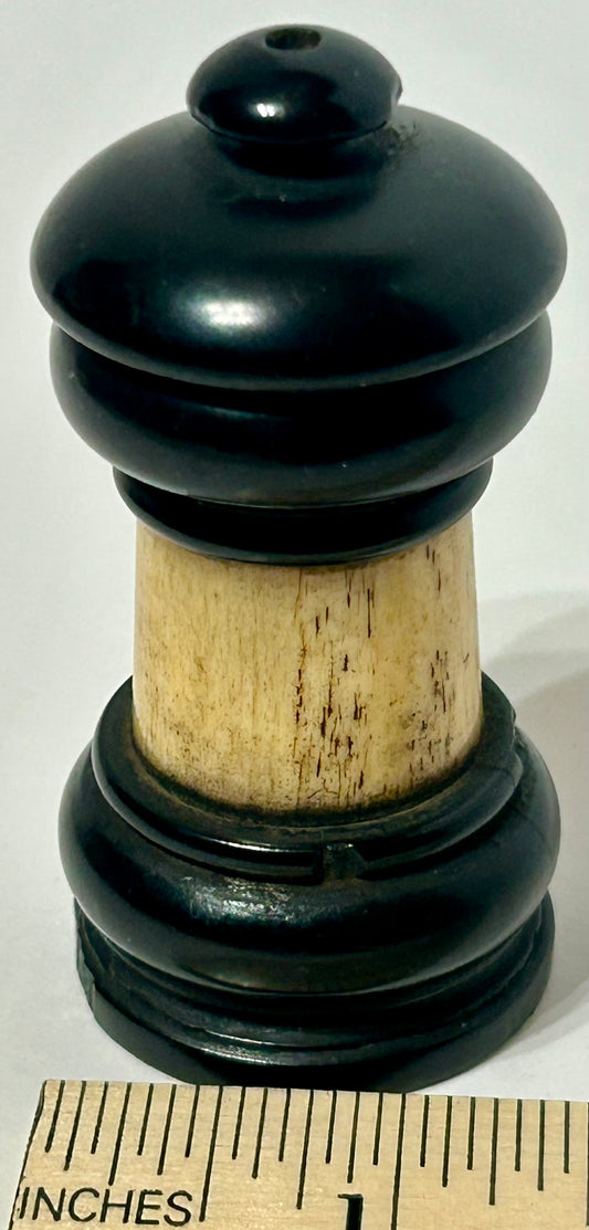 ANTIQUE MATCH HOLDER OF GUTTA PERCHA AND BONE