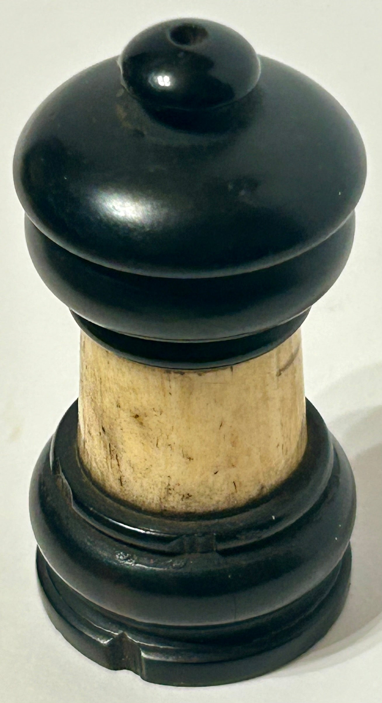 ANTIQUE MATCH HOLDER OF GUTTA PERCHA AND BONE
