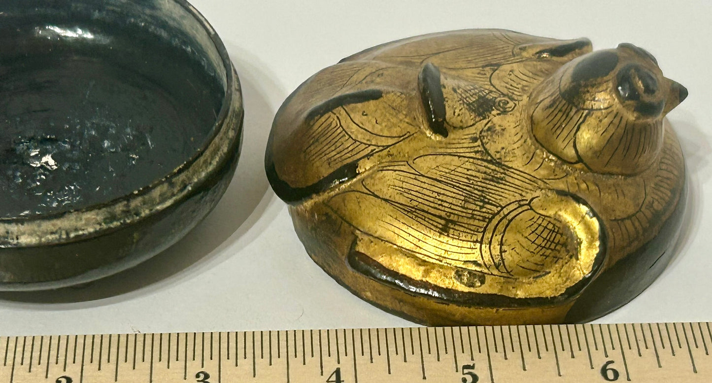 LACQUER FIGURAL COVERED BIRD BOX