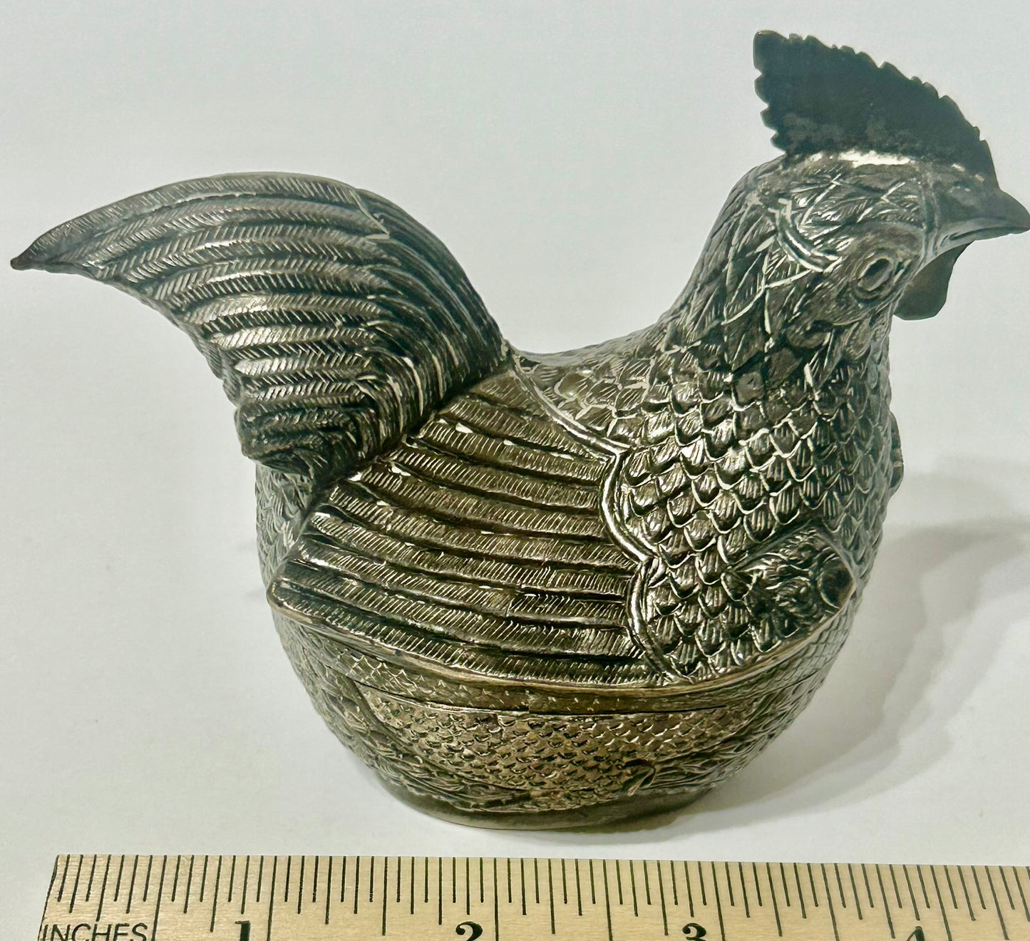 MID EASTERN COIN SILVER COVERED CHICKEN BOX