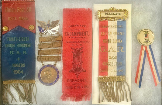 CIVIL WAR G.A.R. MEDALS GROUP OF FIVE MASS. NEBR. NORTH DAKOTA