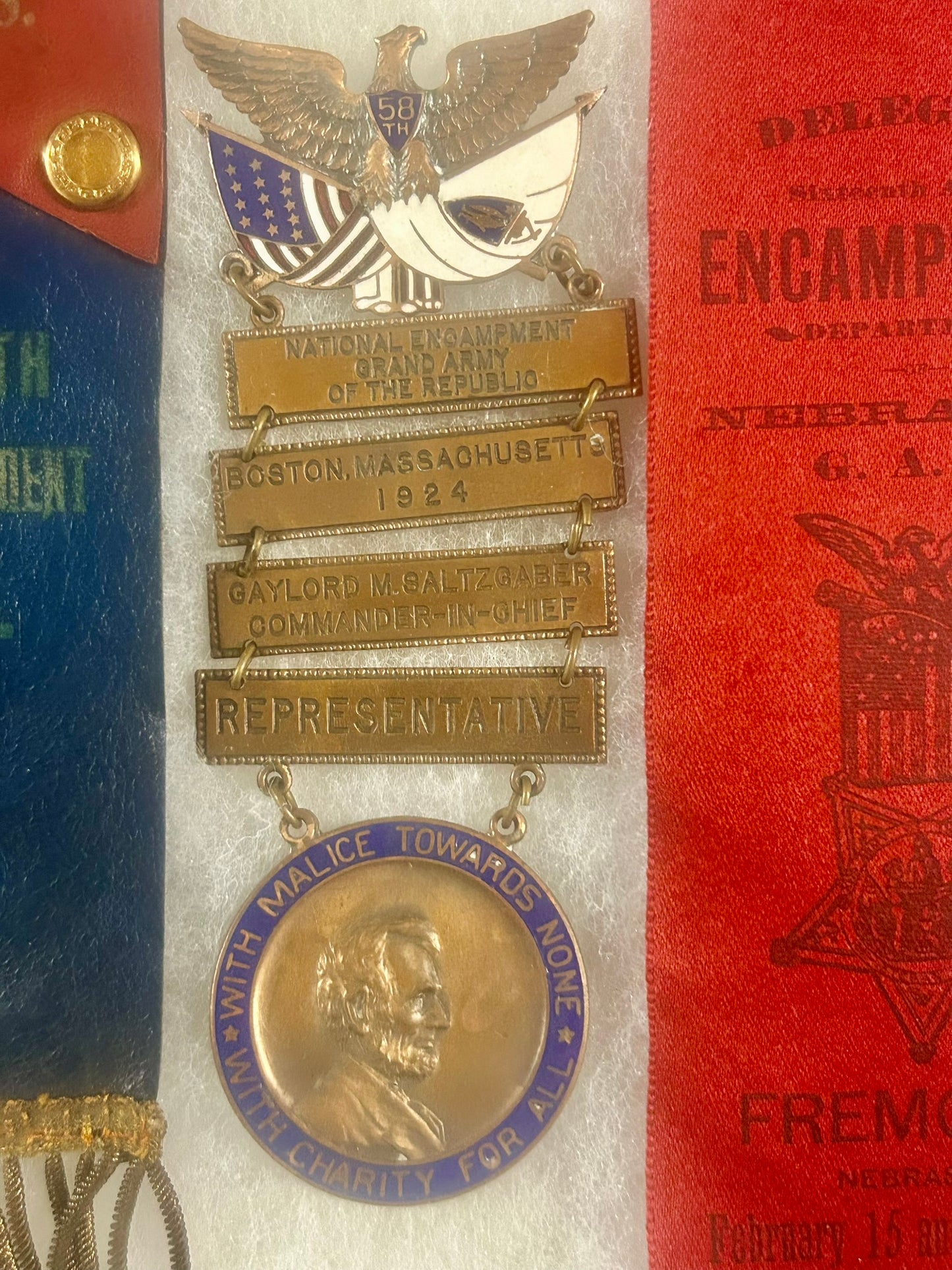 CIVIL WAR G.A.R. MEDALS GROUP OF FIVE MASS. NEBR. NORTH DAKOTA