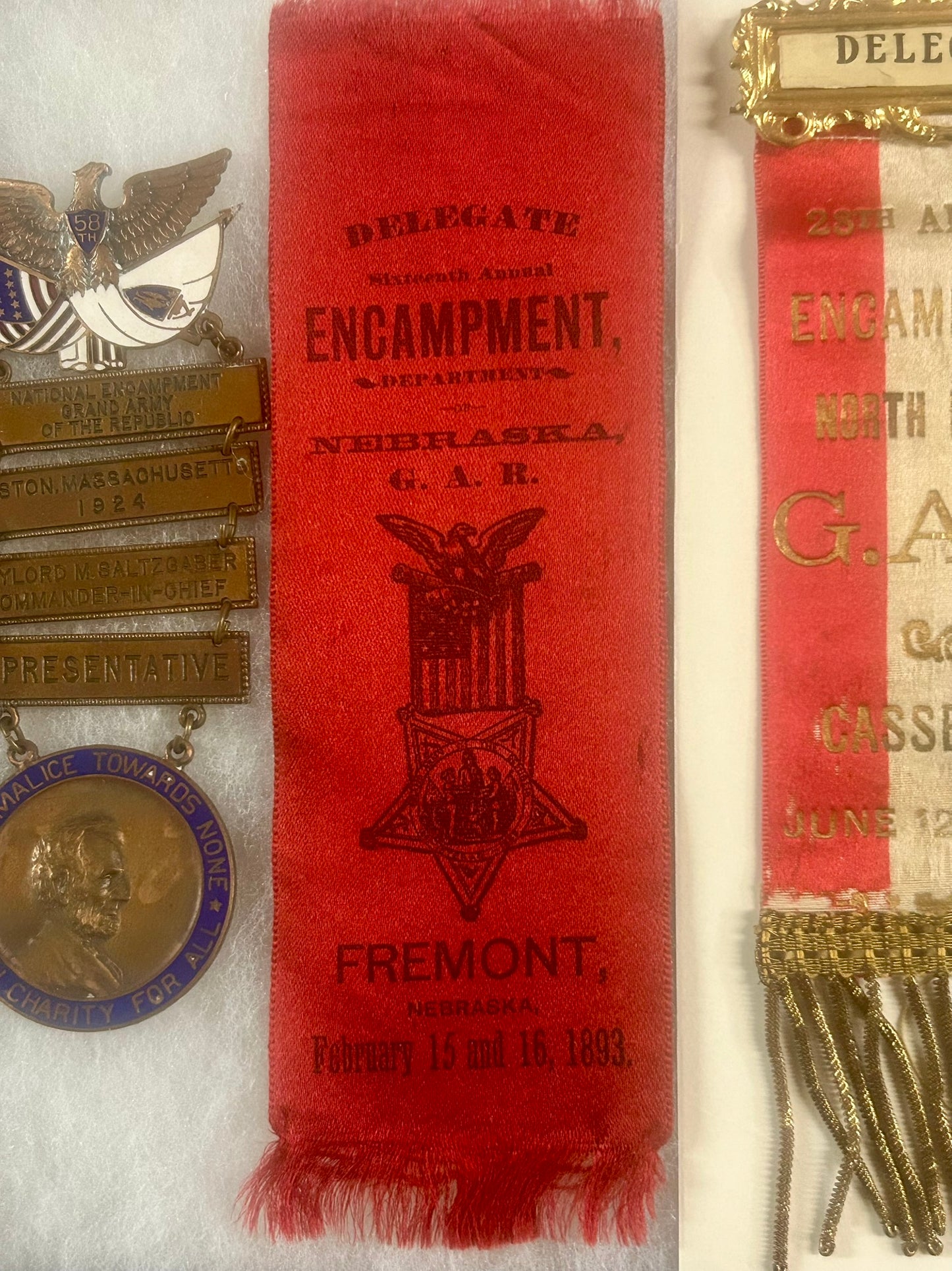CIVIL WAR G.A.R. MEDALS GROUP OF FIVE MASS. NEBR. NORTH DAKOTA