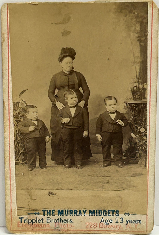 CDV PHOTOGRAPH OF THE MURRAY MIDGETS TRIPPLET BROTHERS BY NEW YORK PHOTOGRAPHER