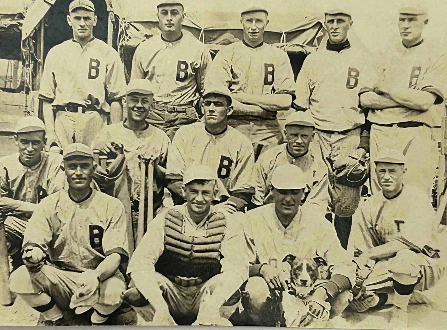 REAL PHOTO POSTCARD OF ARMY WORLD WAR I BASEBALL TEAM