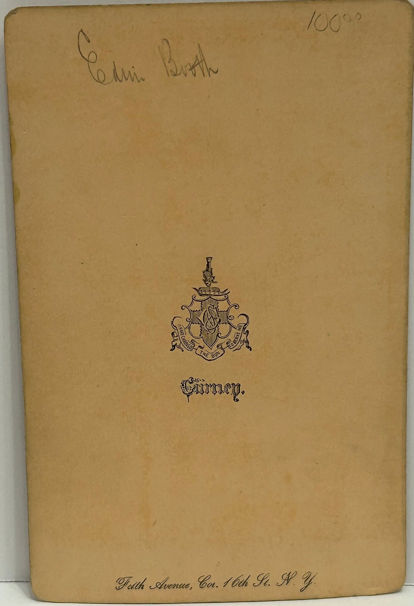 PHOTOGRAPH OF EDWIN BOOTH ACTOR ANTIQUE CABINET CARD