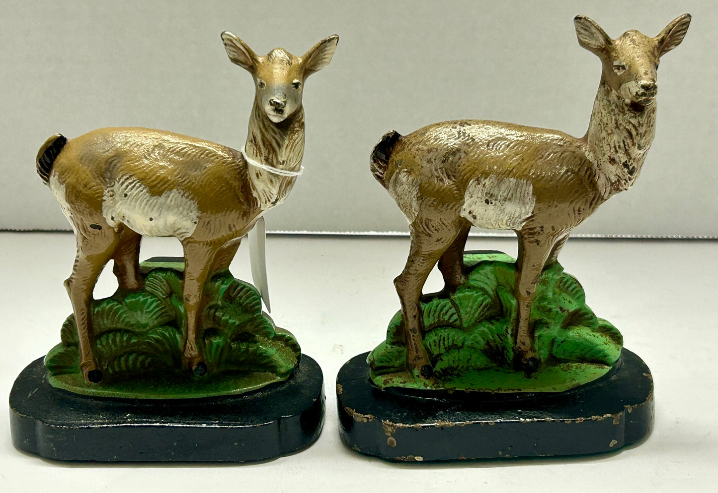 CAST IRON BOOKENDS WITH WILD DEER DOE BY HUBLEY