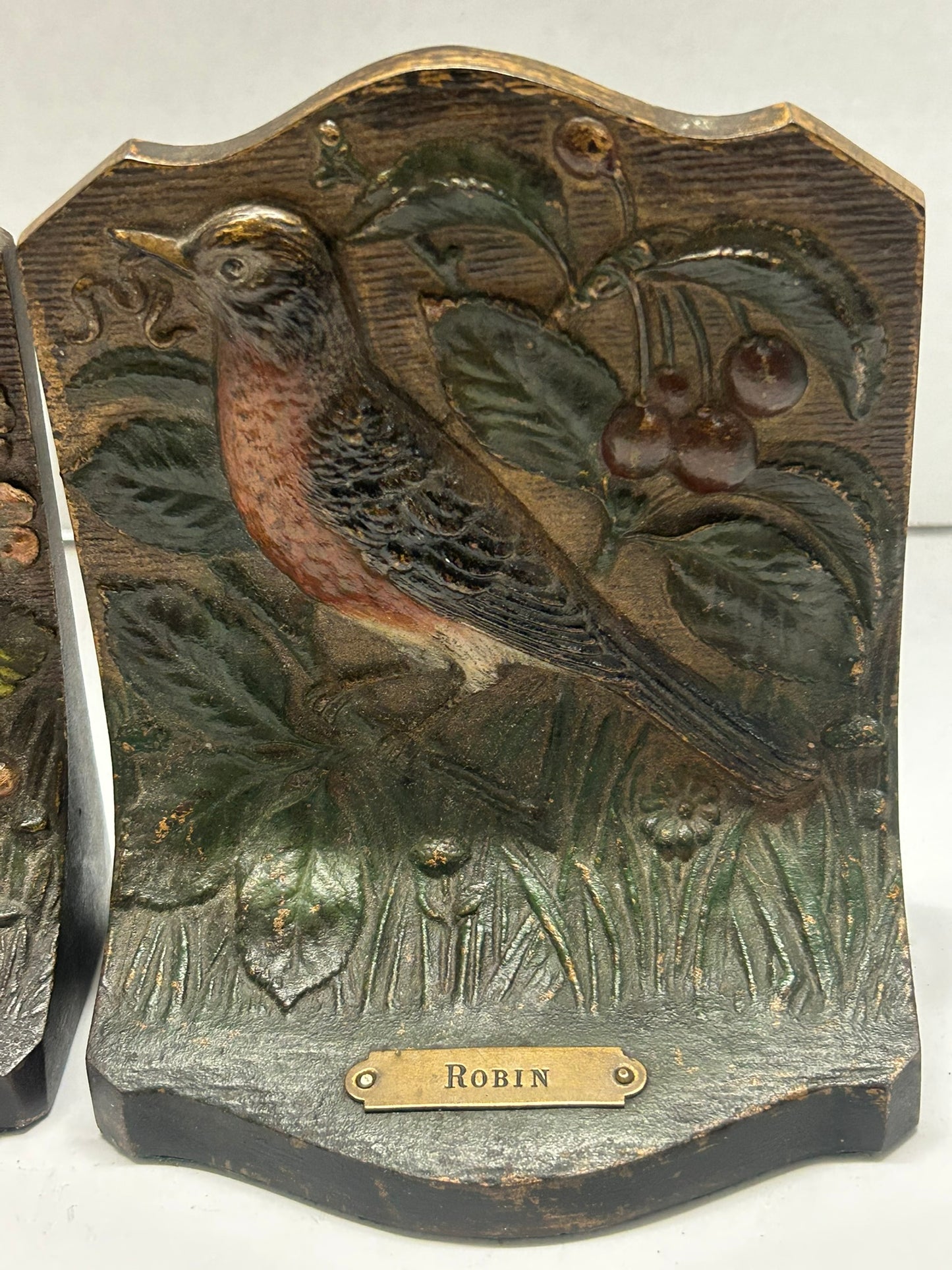 BOOKENDS BY BRADLEY AND HUBBARD OF AUDUBON BLUE BIRD AND ROBIN
