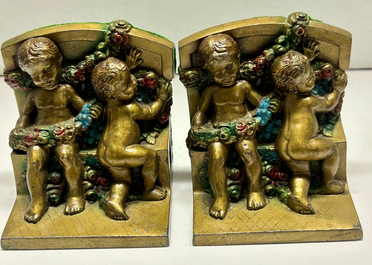 CHERUBS AND SWAGS PAIR OF BOOKENDS