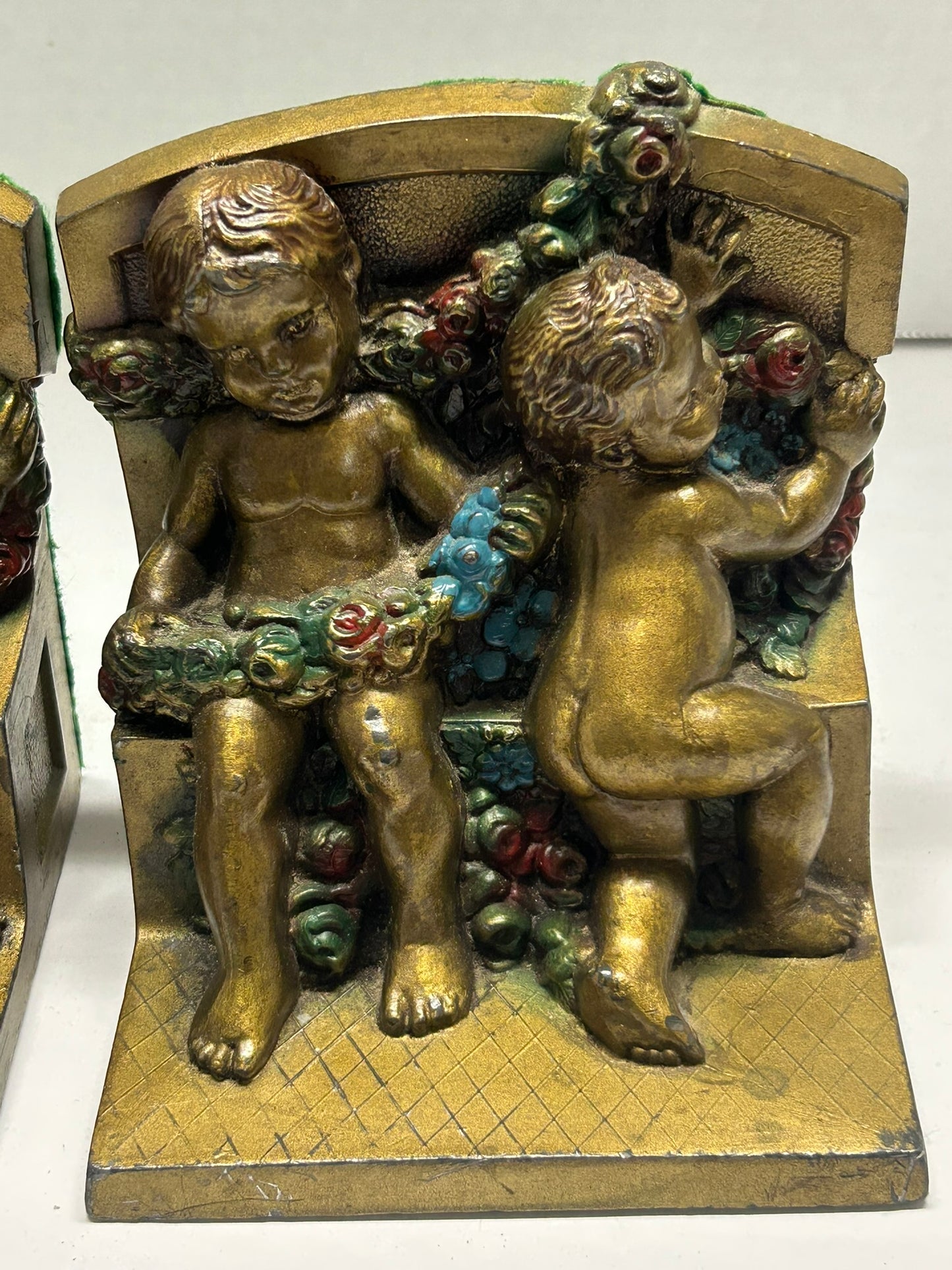 CHERUBS AND SWAGS PAIR OF BOOKENDS