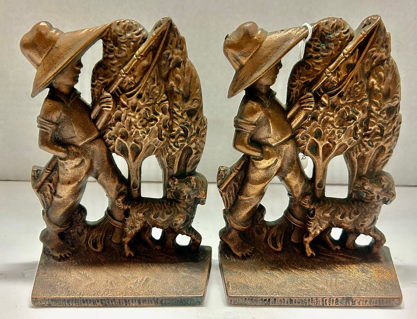 BOY GOING FISHING CAST IRON PAIR OF BOOKENDS