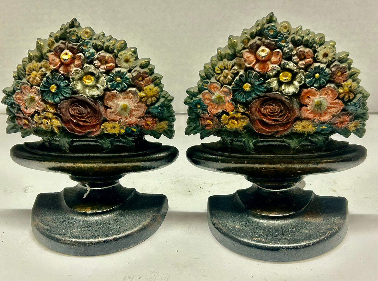 CAST IRON FLOWER GARDEN BRADLEY & HUBBARD BOOKENDS