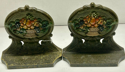 CAST IRON FRUIT BASKET BOOKENDS